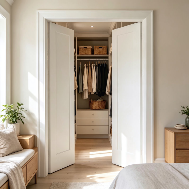 Porte intérieure en bois apprêté blanc Shaker, panneau unique, 45,7 x 203,2 x 3,5 cm (18 x 80 x 1-3/8 po), paquet de 2, pour placard ou entrée de chambre. Surface lisse, prête à peindre.