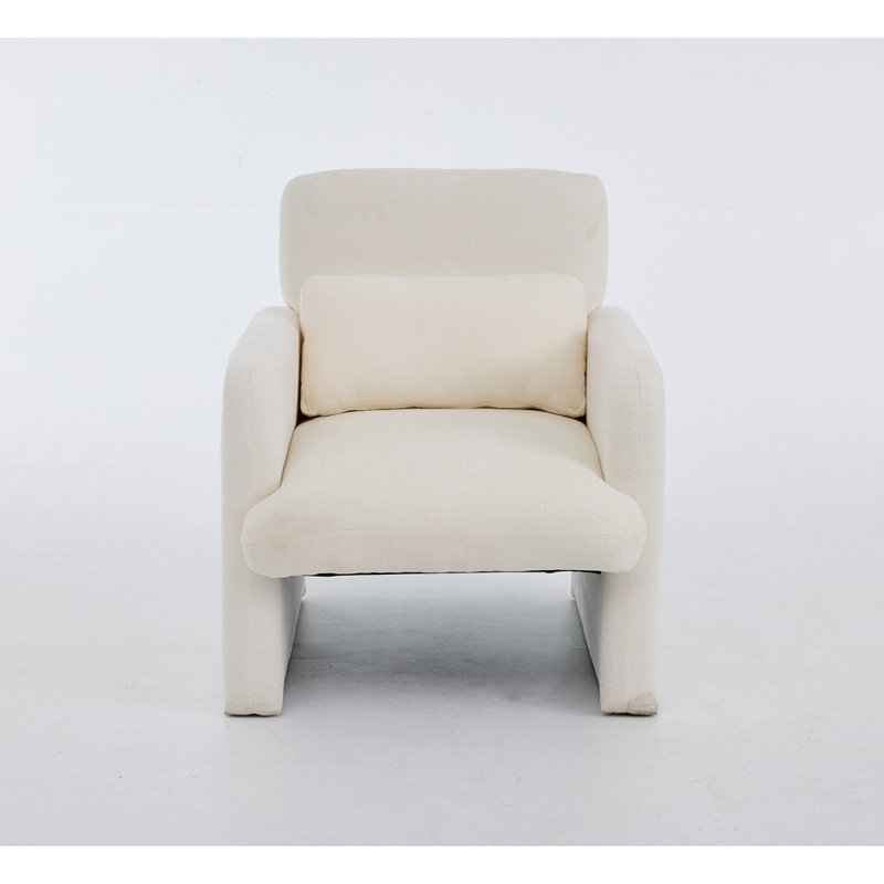 Fauteuil d'appoint moderne, fauteuil de salle à manger en tissu Boucle, Blanc ancien