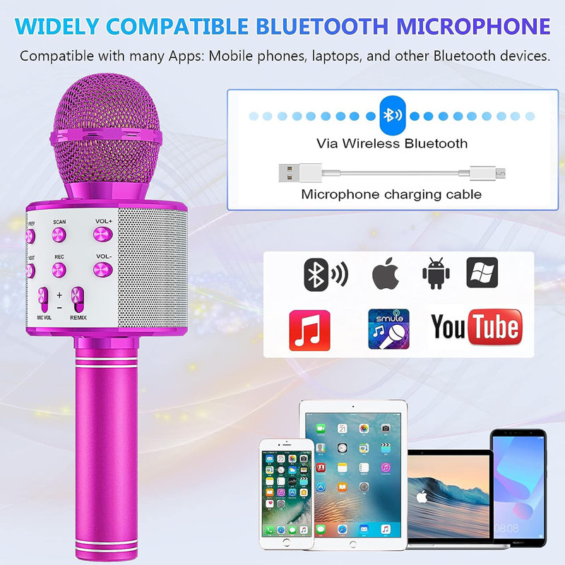 Microphone Bluetooth Karaoke, Rose