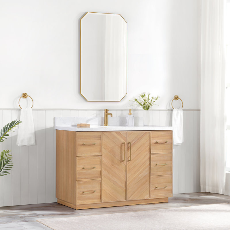 Hayter Single Bath Vanity in Acacia Classic Gray with White Grain Composite Stone Top, 48"