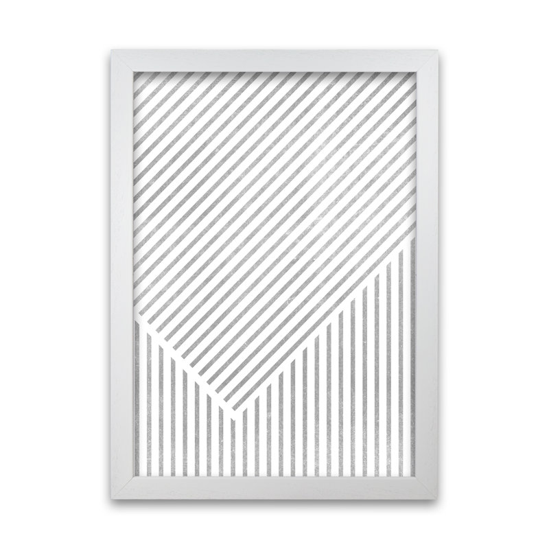 Mid Century Texture Lines A - Print, 59cm H x 42cm W x 3cm D, White Frame