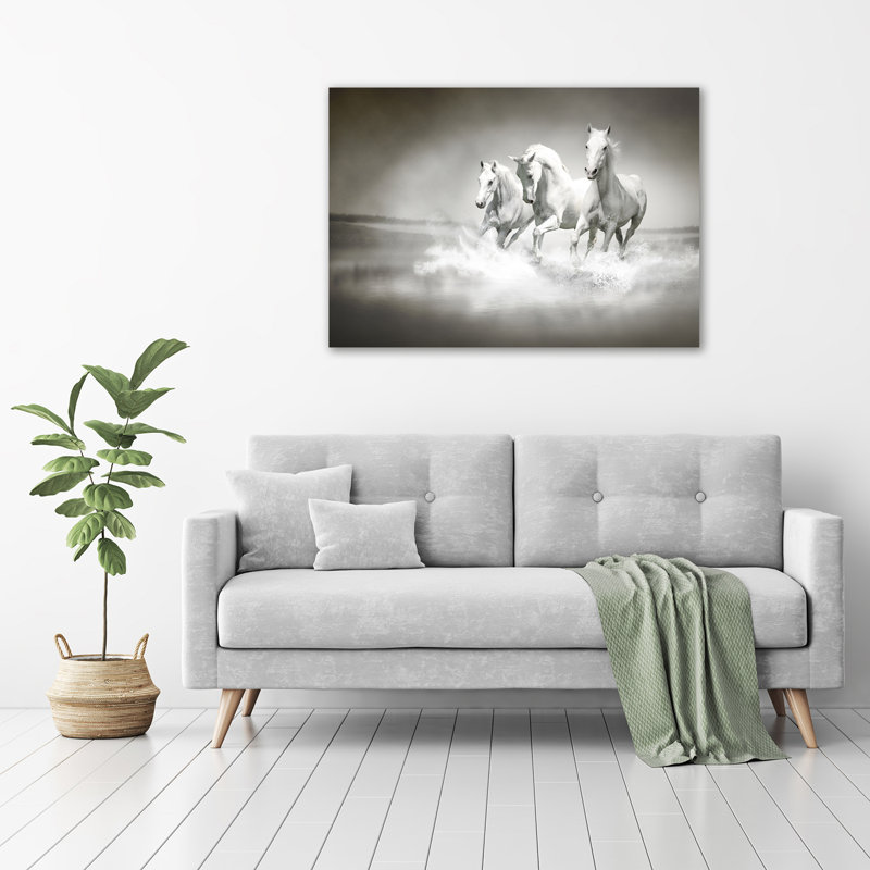 White Horses - No Frame Print on Canvas