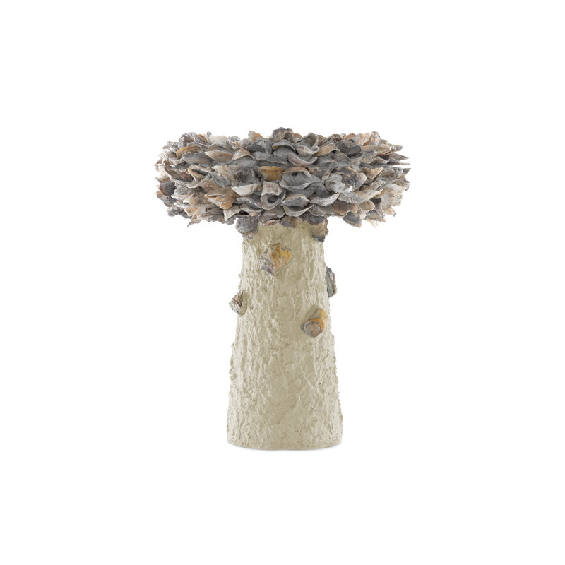 Oyster Shell Birdbath, 21.5" H x 17.5" W x 17.5" D