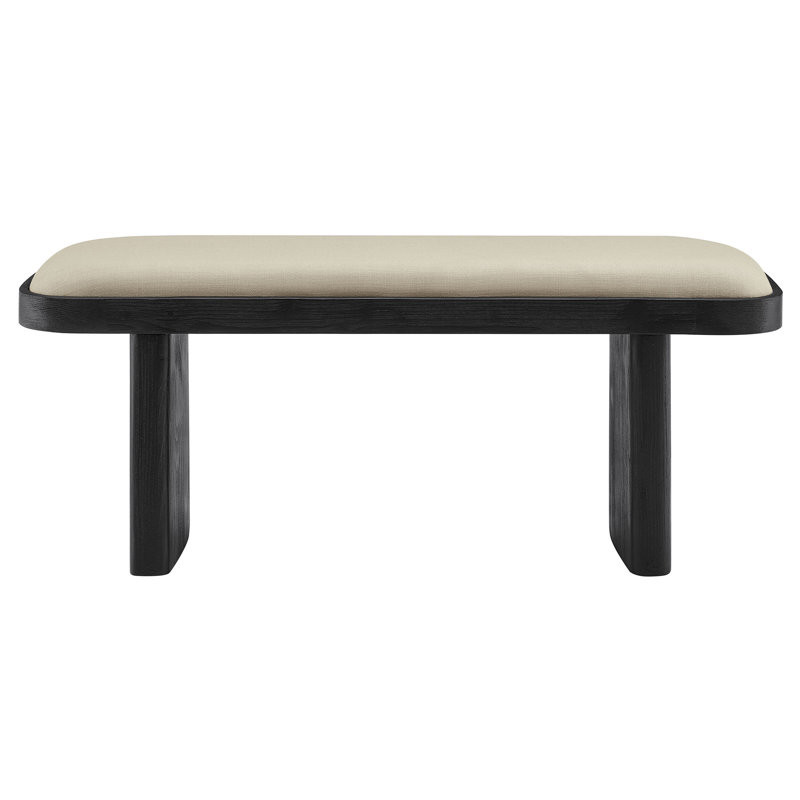 Iver 43" Upholstered Wood Accent Bench In Black Flax