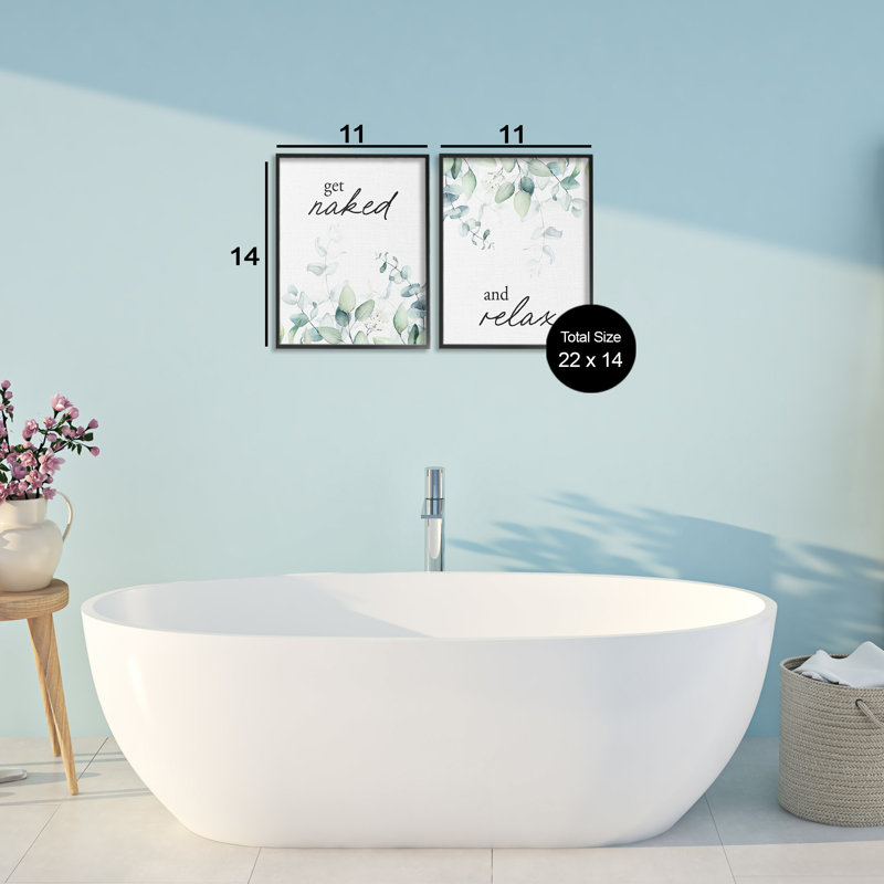 Ensemble de 2 giclées encadrées «Get Nake & Relax Herbs», design par Lette and Lined, H 14 po x l 11 po