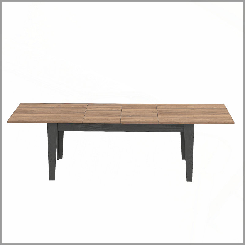 Table de salle à manger, grande table de cuisine extensible de 106,3 po, Walnut/Black