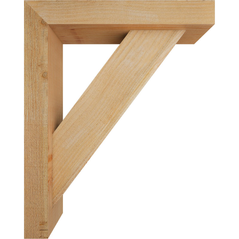 Traditional Block Bracket w/ Offset Brace, 20 x 16, 4"W Douglas Fir (Rough Sawn)