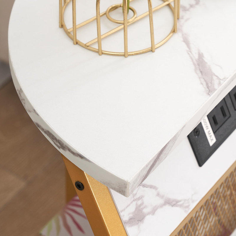 Table de bout Brendan 23,4, Blanc, Or