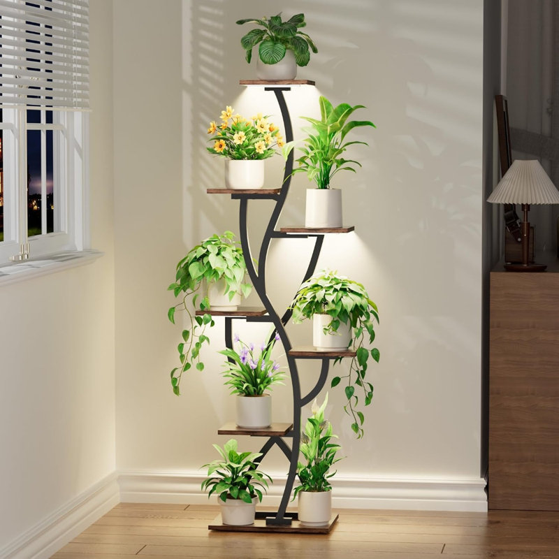 Rustic Plant Stand 7 Tiered Tall for House Patio