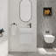 Meuble-lavabo flottant mural avec lavabo en résine et porte d'armoire à fermeture en douceur, meuble-lavabo avec rangement pour la maison