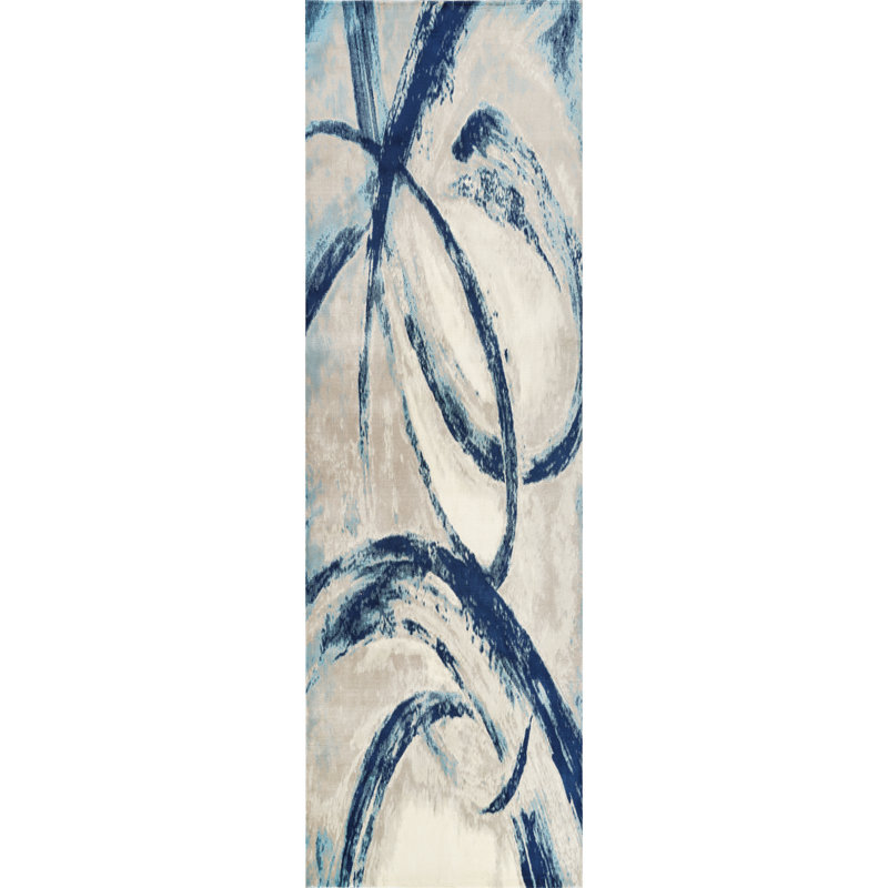 Ellisa Damian Machine Woven Abstract Area Rug, Runner 2'7" x 8'