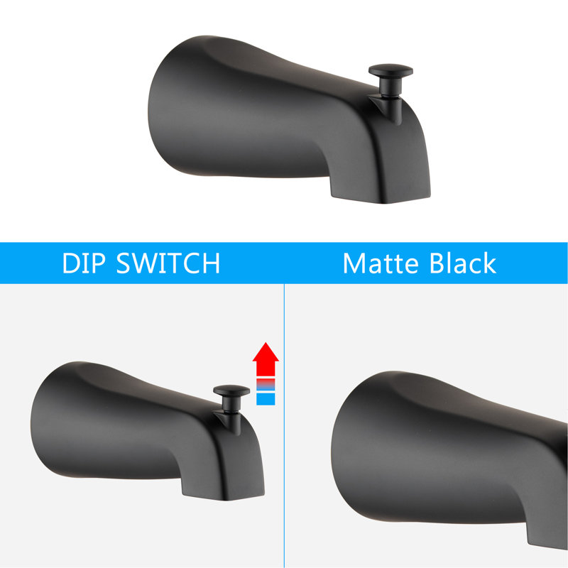 Matte Black Wall Mounted Shower System With Dual . 7 Spray Modes Head & Hand Shower. All Metal. 1.8 Gpm Flow Rate. 59" Hose. 1/2" Connection. Tub Spout Included . High Faucet. Metal Structure.