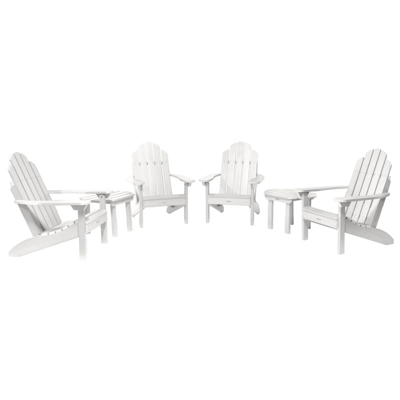Anette Plastic Adirondack Chair with Table, White