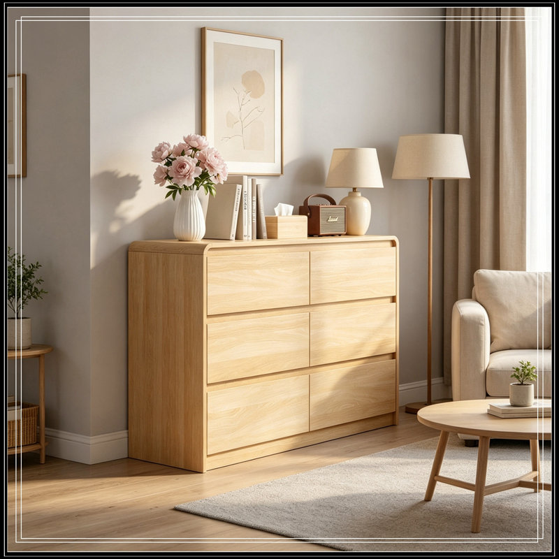 Commode d'appoint en bois avec 6 tiroirs