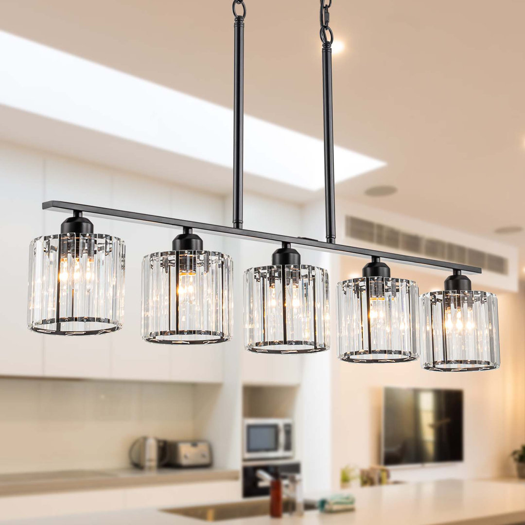 5-Light Glass Crystal Kitchen Island Pendant Mercer41 
