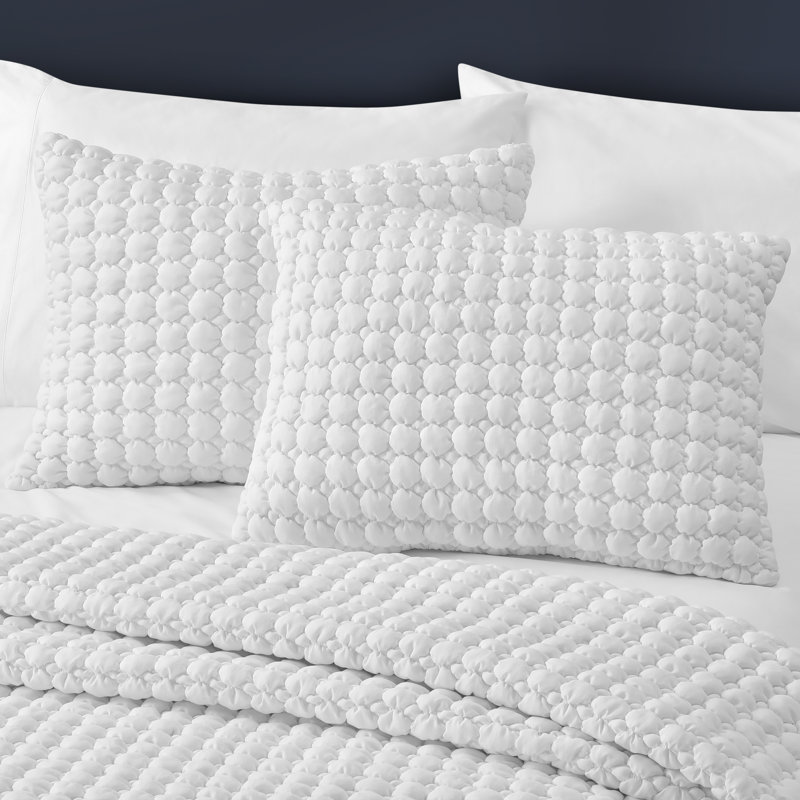 Ensemble de courtepointe Marshmallow Puff, Courtepointe pour lit simple + 1 taie décorative , Blanc