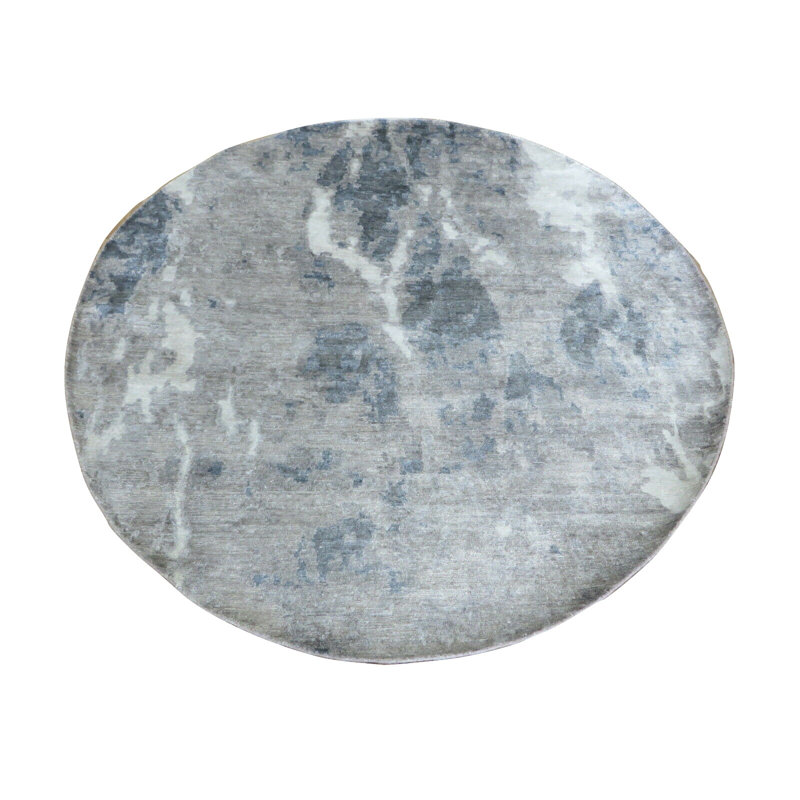 Tapis gris noué à la main de conception unique de 6 pi Manraj