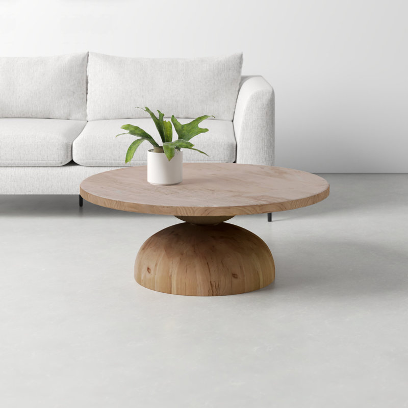 Saria Round Solid Pine Wood Pedestal Coffee Table