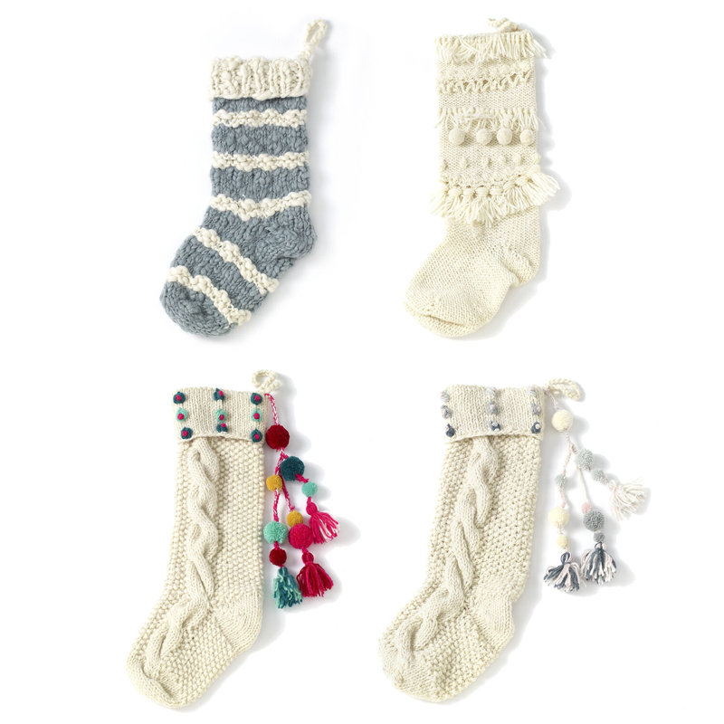 Chaussette de Noël tricotée à la main 6,25 po x 20 po