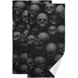 Ensemble de 2 serviettes de bain noires à motif de crâne noir avec tête de mort noire et tête de squelette absorbante douce