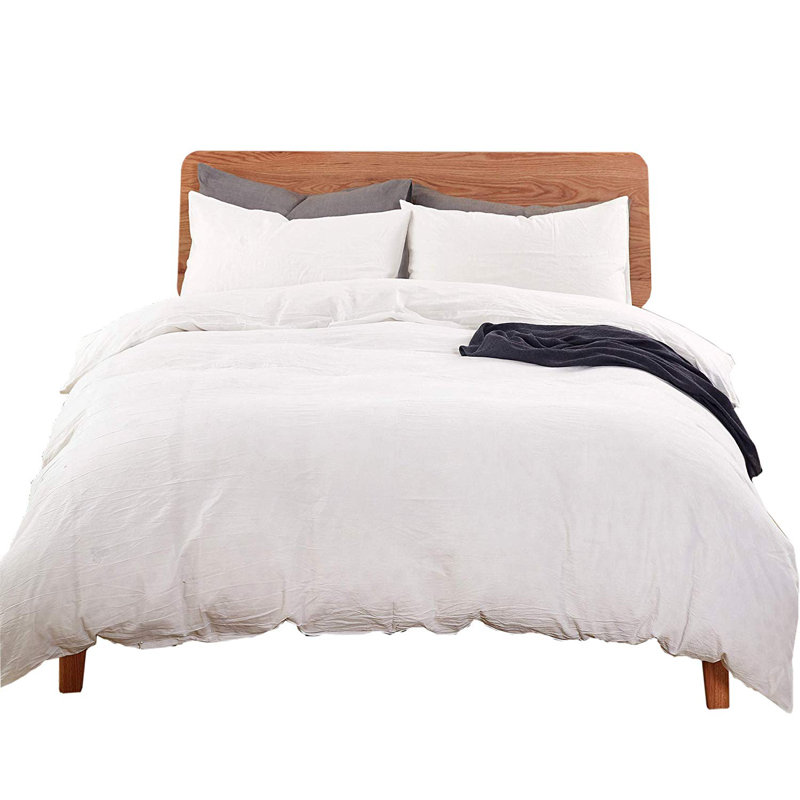 Ensemble de housse de couette réversible en coton de trois articles CTduvet, Blanc doux