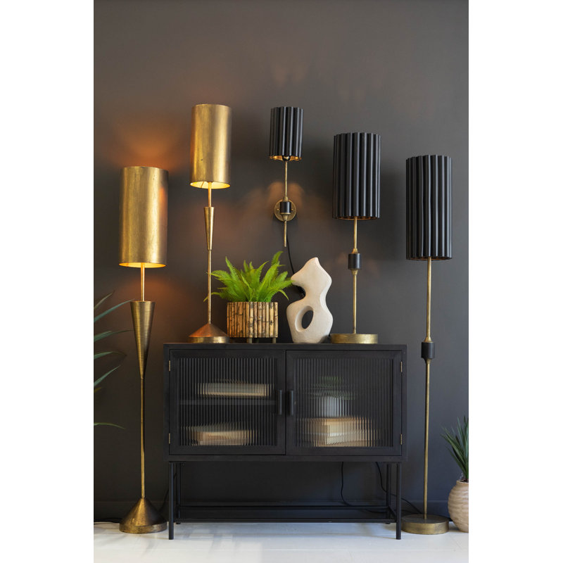  Metal Table Lamp with Barrel Shade Decorative Accent Lighting for Tabletop Desk Antique Gold Finish