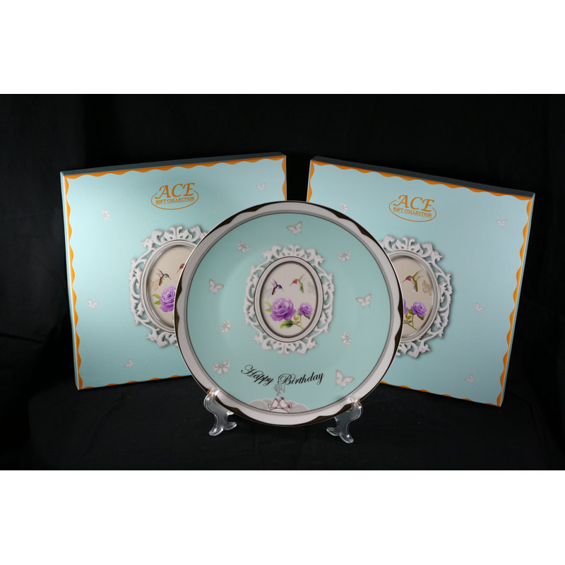 Assiette de 12 po joyeux anniversaire Liang