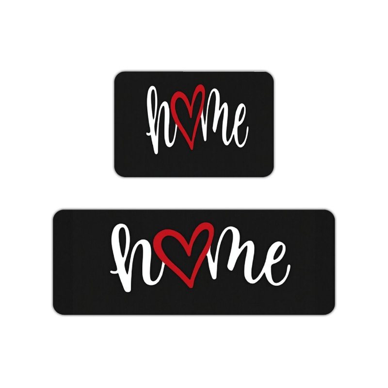 Ensemble de 2 tapis de cuisine Heart Red