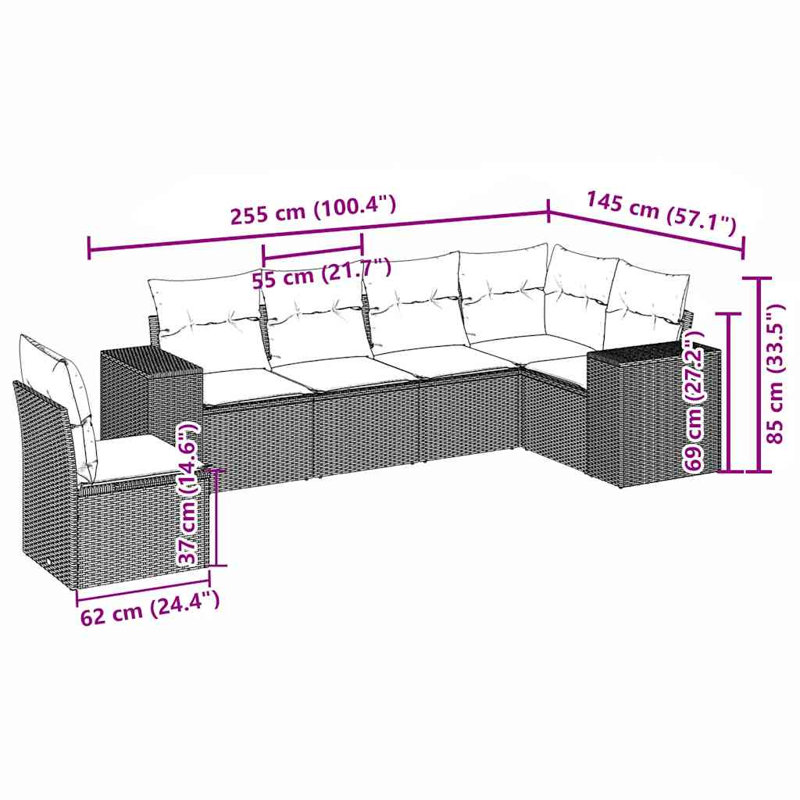  Ensemble de canapé de jardin gris clair, gris foncé pour coussins