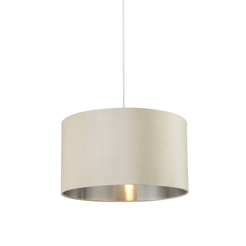 Velvet, Plastic And Mild Steel Traditional, 28 cm H x 50 cm W x 50cm D, Cream/Brushed Silver