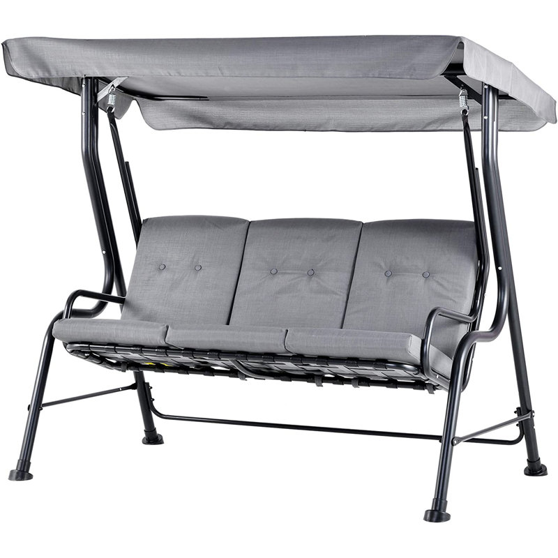 Aaryanna 3 Person Porch Swing with Canopy, Grey