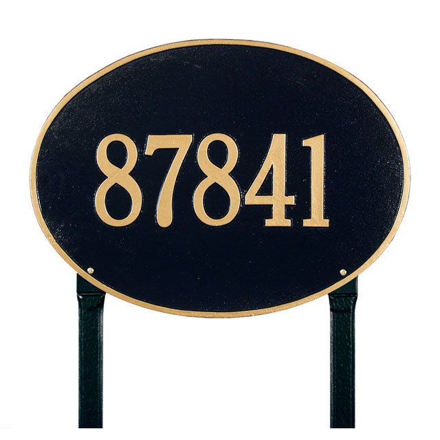 Plaque d'adresse sur 1 ligne Hawthorne, Oui, Noir et or