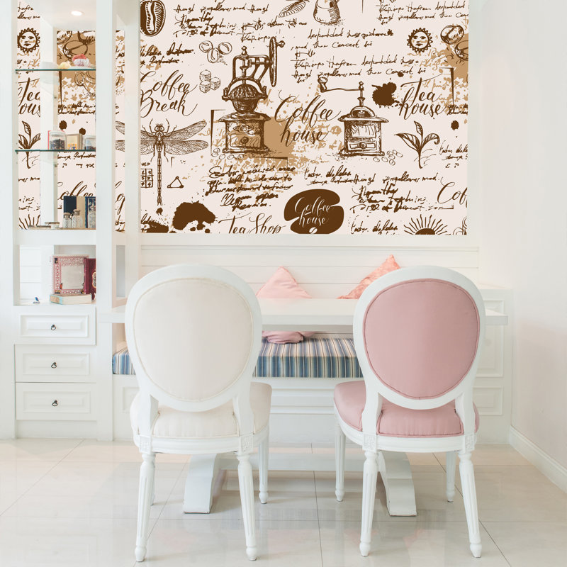 Papier peint amovible à thème rétro café