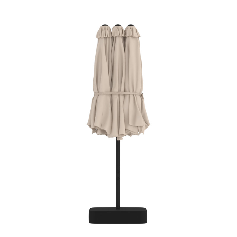 Parasol de patio à double face de 180 po de largeur avec support , Beige