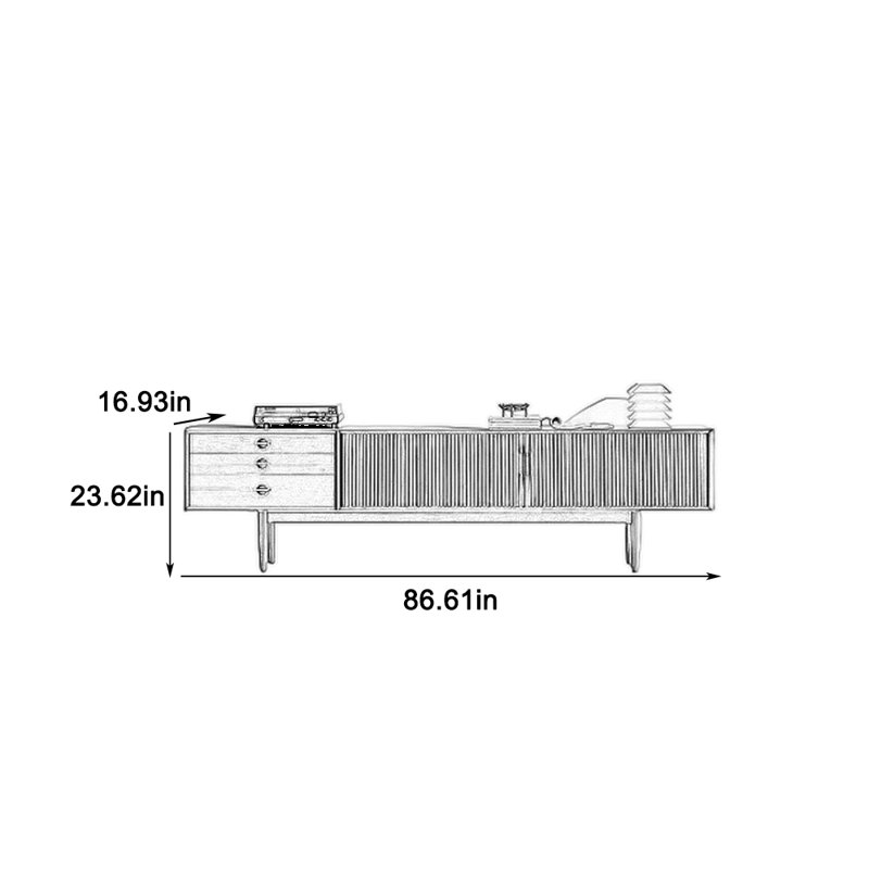 Meuble télé rétro, 86.61", Black/Brown