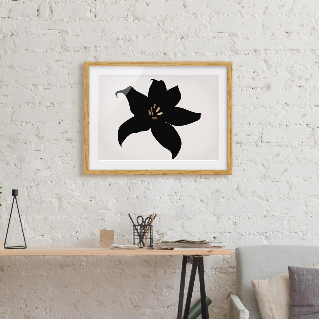 Gerahmtes Poster Plant World - Orchid Black and Gold