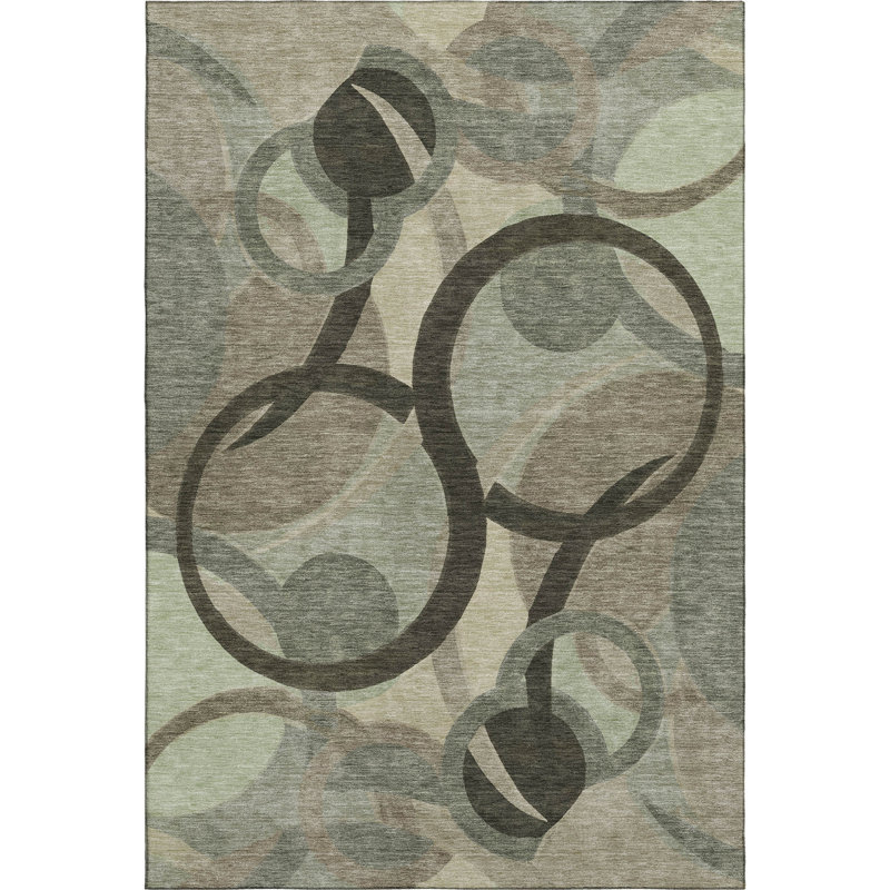 Premium Machine Washable Mayfield  geometric Rug, Brown, 5' x 7'6"