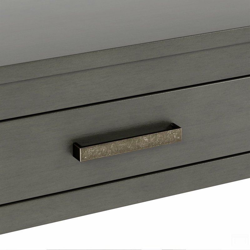 Table de ferme avec 3 tiroirs, console peinte avec tablette inférieure et poignées en fer, table de canapé minimaliste, Gris