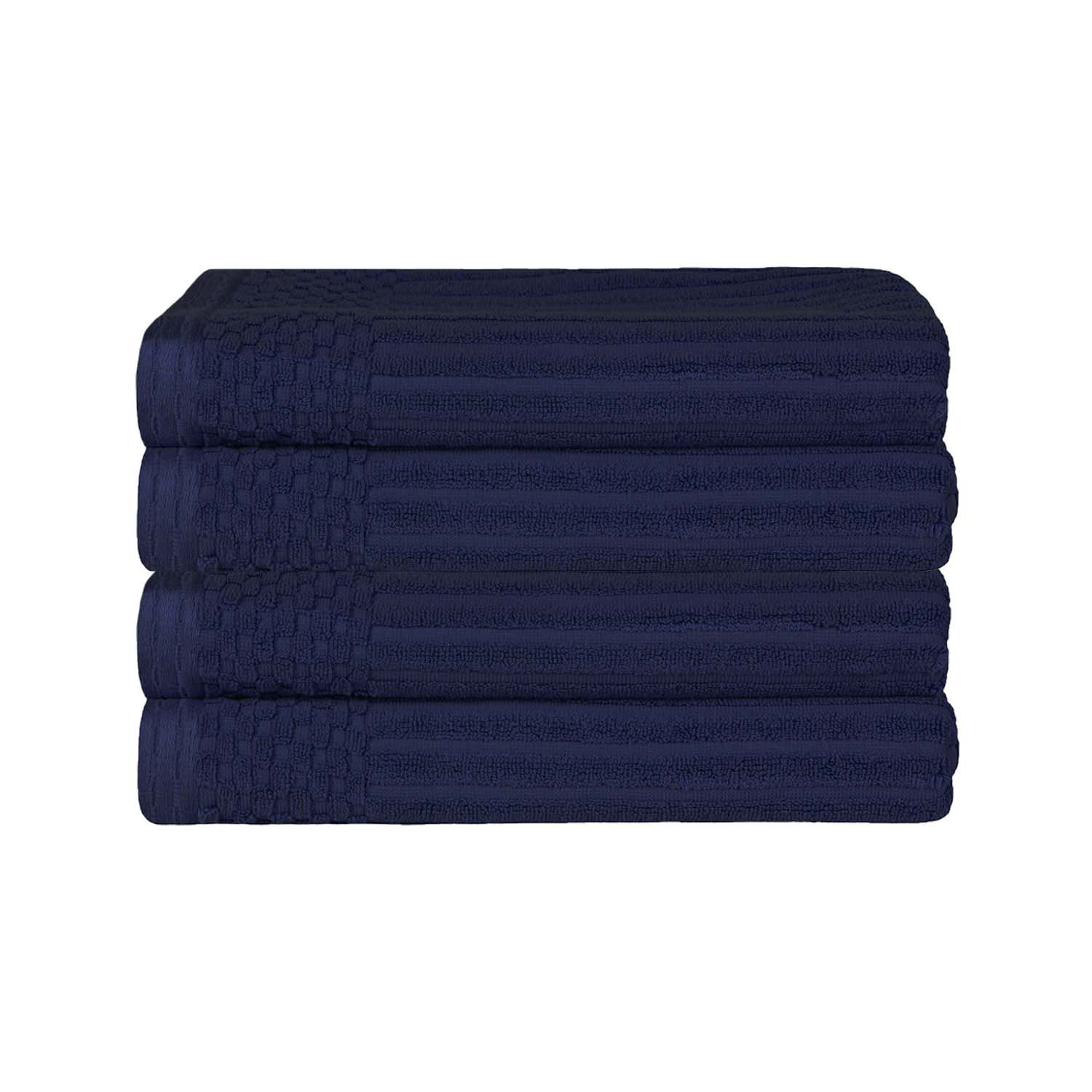 Ribbed Cotton Bath Towel, Navy Blue
