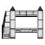 Lit superposé en métal en forme de château avec garde-robe et rangement multiple-301536120