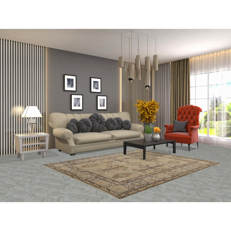 Tapis couleur terre en laine Oushak 5 x 7
