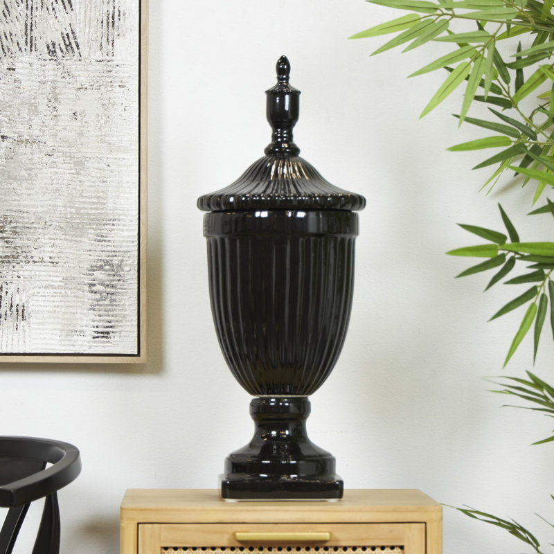Pots décoratifs en céramique noire, H 25,1 po x l 9,55 po x P 9,6 po