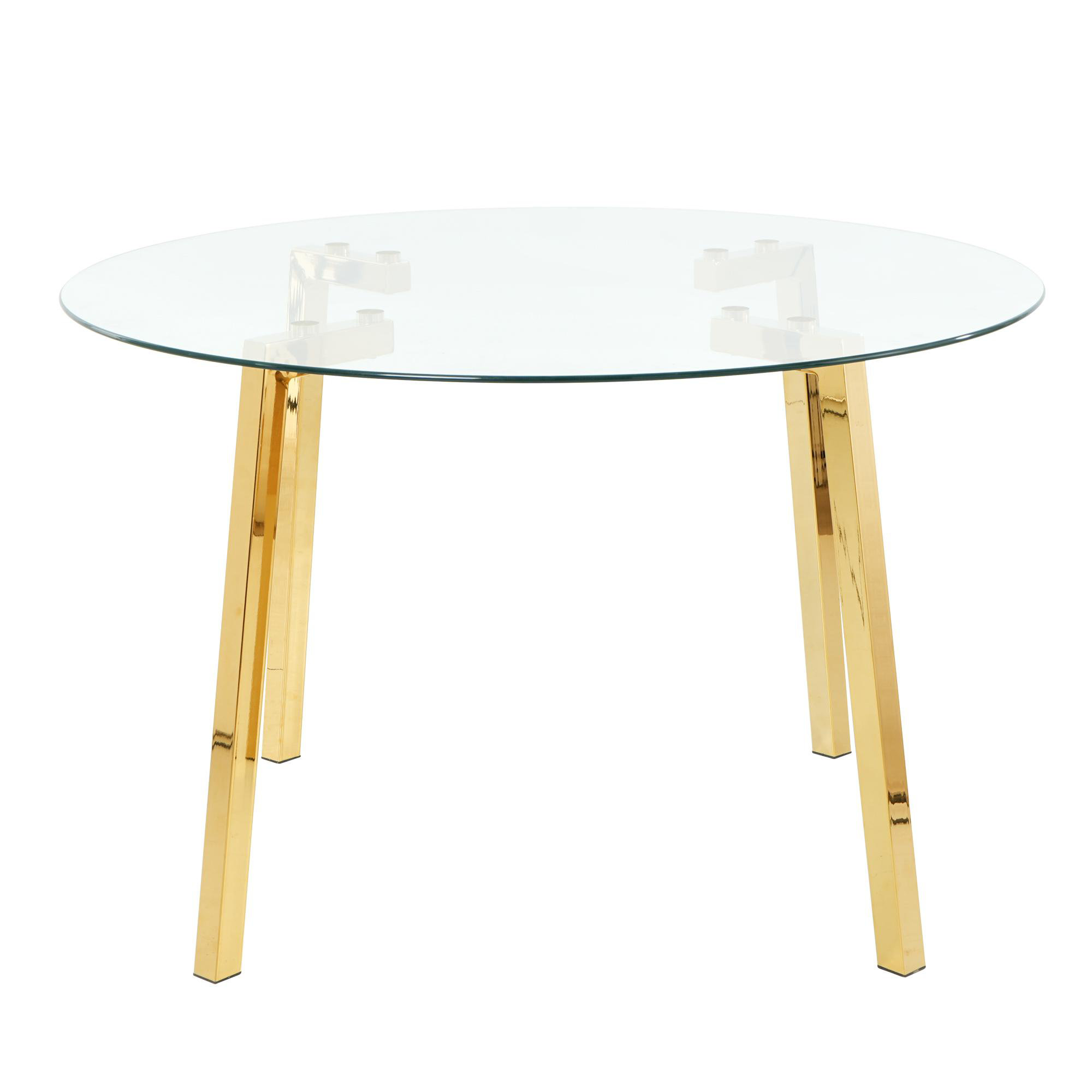 Wrought Studio™ Modern minimalist ROUND glass dining table, transparent ...