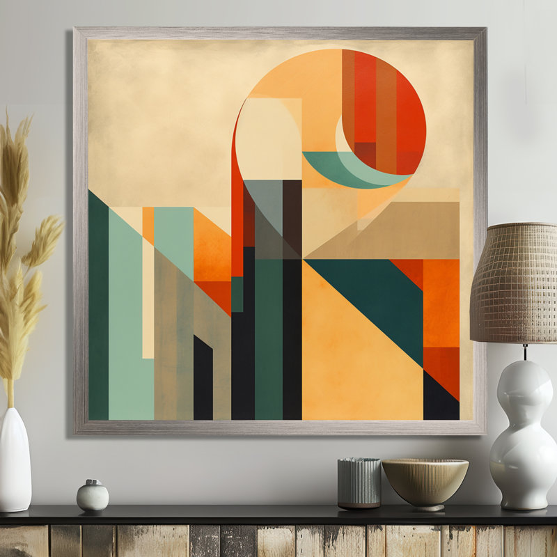 Full Moon Symphony Midcentury Abstract I - Abstract Midcentury, art encadré, Cadre simple argenté