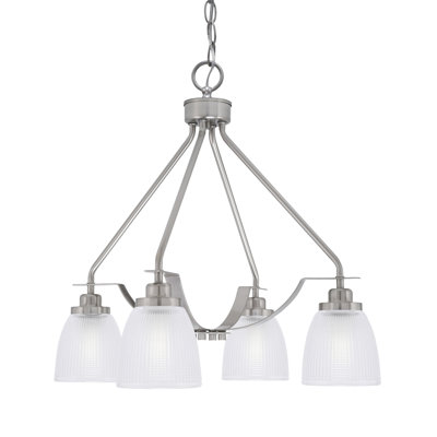 Odyssey Downlight 4 Light Chandelier Shown With 5" Clear Ribbed Glass