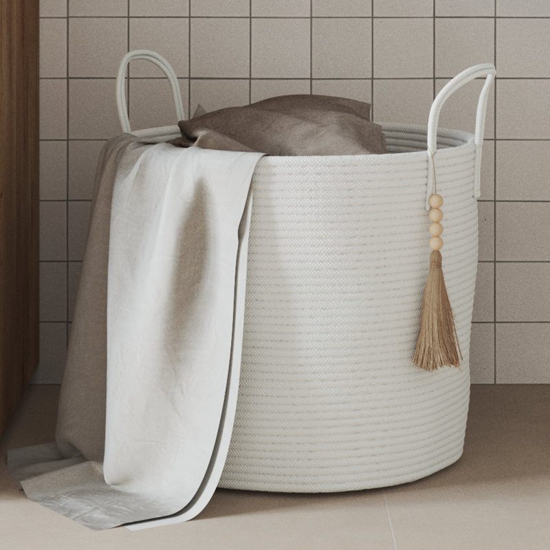 House Of Hampton Fabric Decorative Basket, White