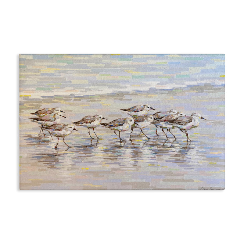«Follow Me Sandpiper», art mural sur toile, par Linda Sperruche, H 16 po x l 24 po