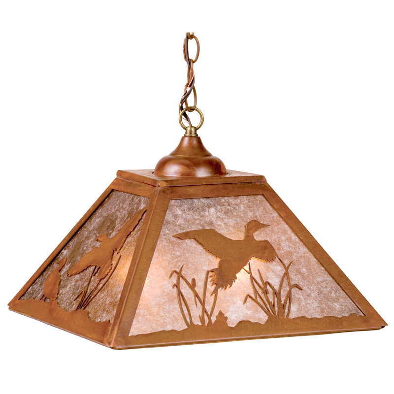 Rustic Copper Glass Pendant Light with Duck Design