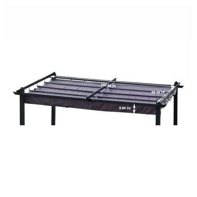 Replacement Canopy Top Cover for 13x10 Ft Retractable Pergola - UV Resistant Waterproof Gray Polyester Fabric