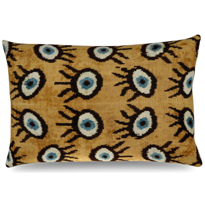 Coussin décoratif géométrique, 16 po x 24 po, Rectangulaire, Brun / jaune